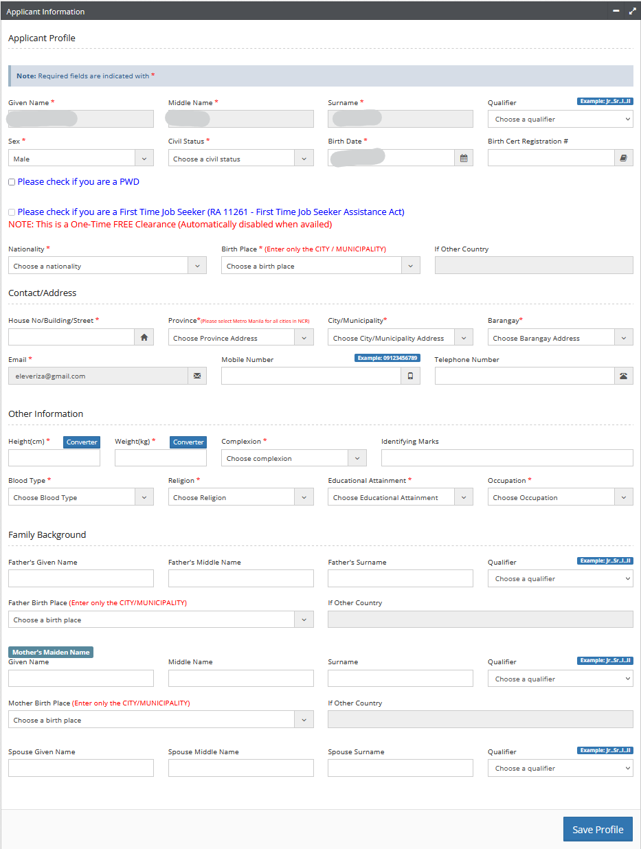 Applicant Information Applicant Information