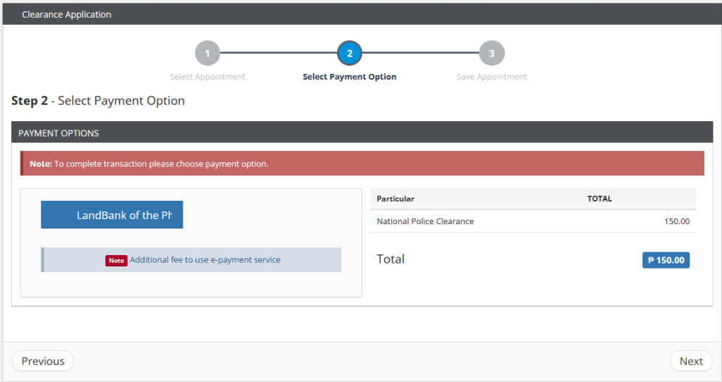 National Police Clearance Payment National Police Clearance Payment